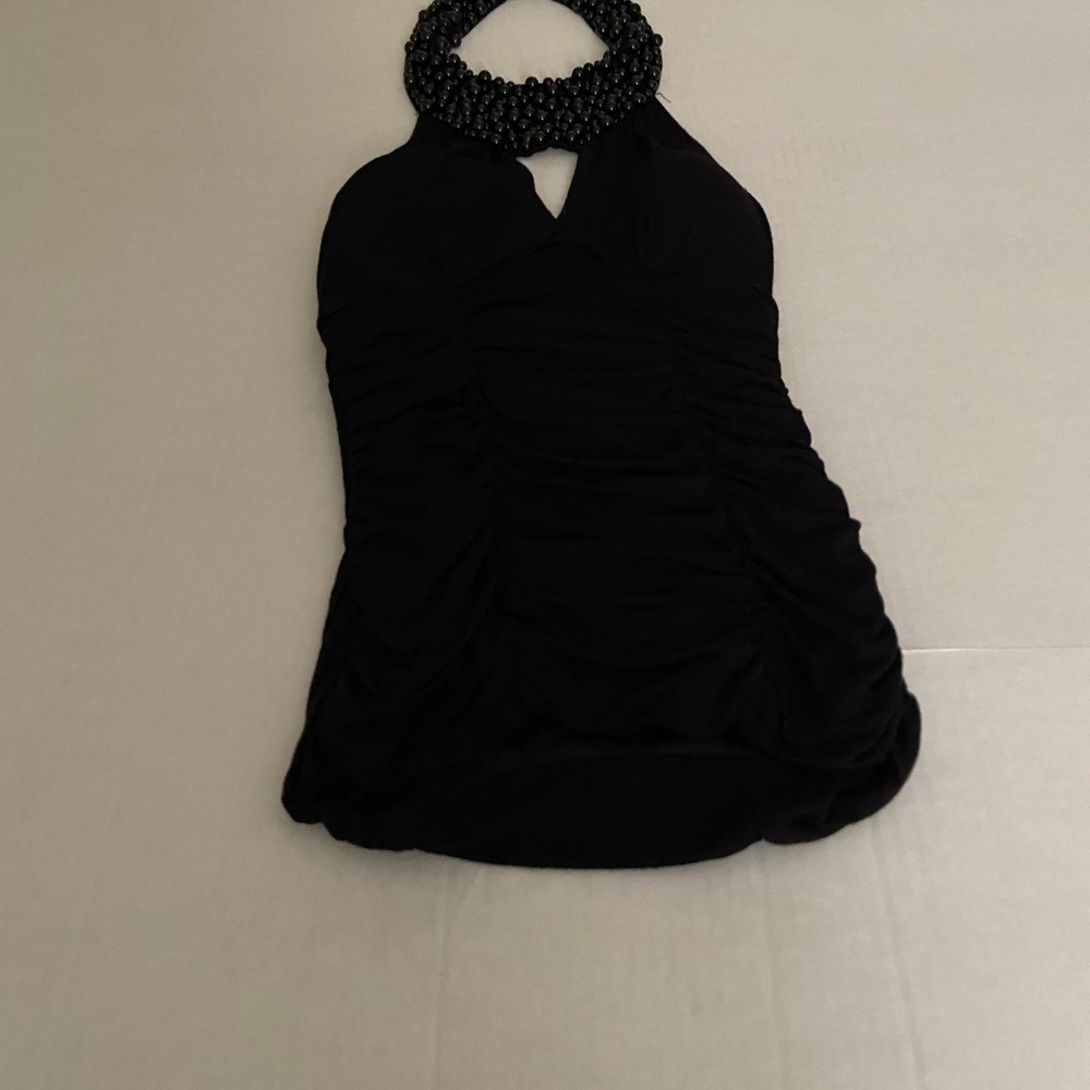 Beaded Black Halter Top